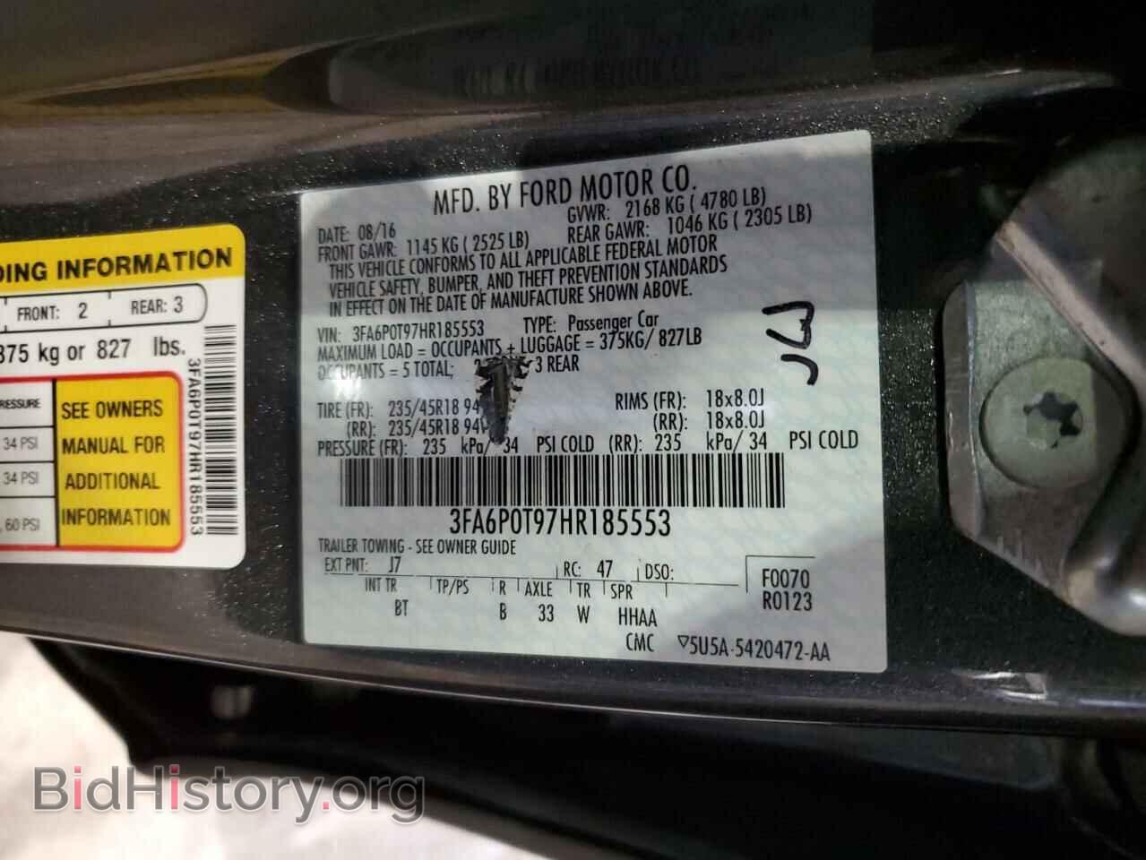 2017 FORD FUSION - VIN: 3FA6P0T97HR185553 - Фото 12