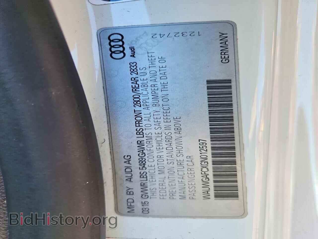 2016 AUDI A7 - VIN: WAUWGAFCXGN012597 - Фото 12