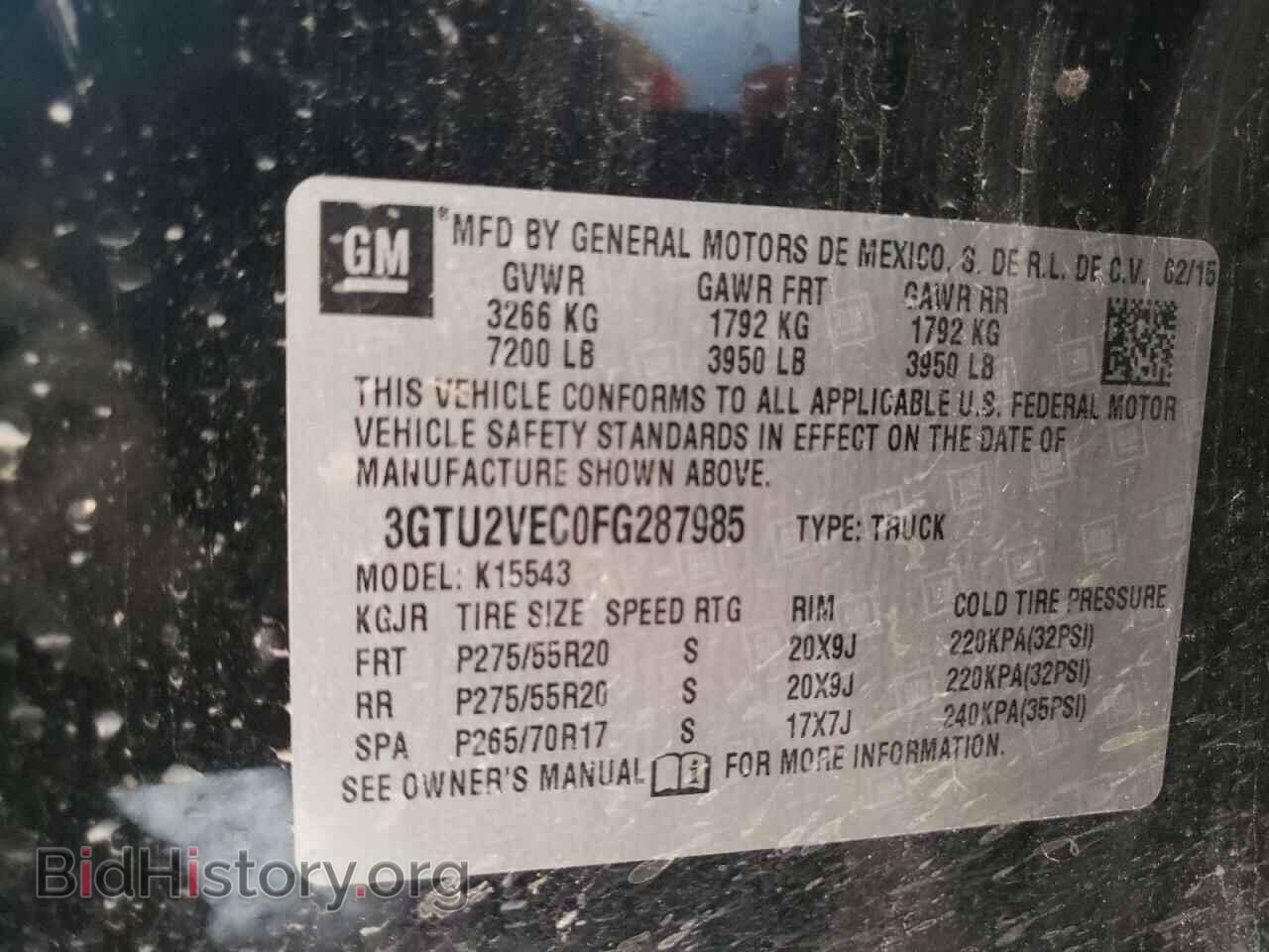 2015 GMC SIERRA - VIN: 3GTU2VEC0FG287985 - Фото 10