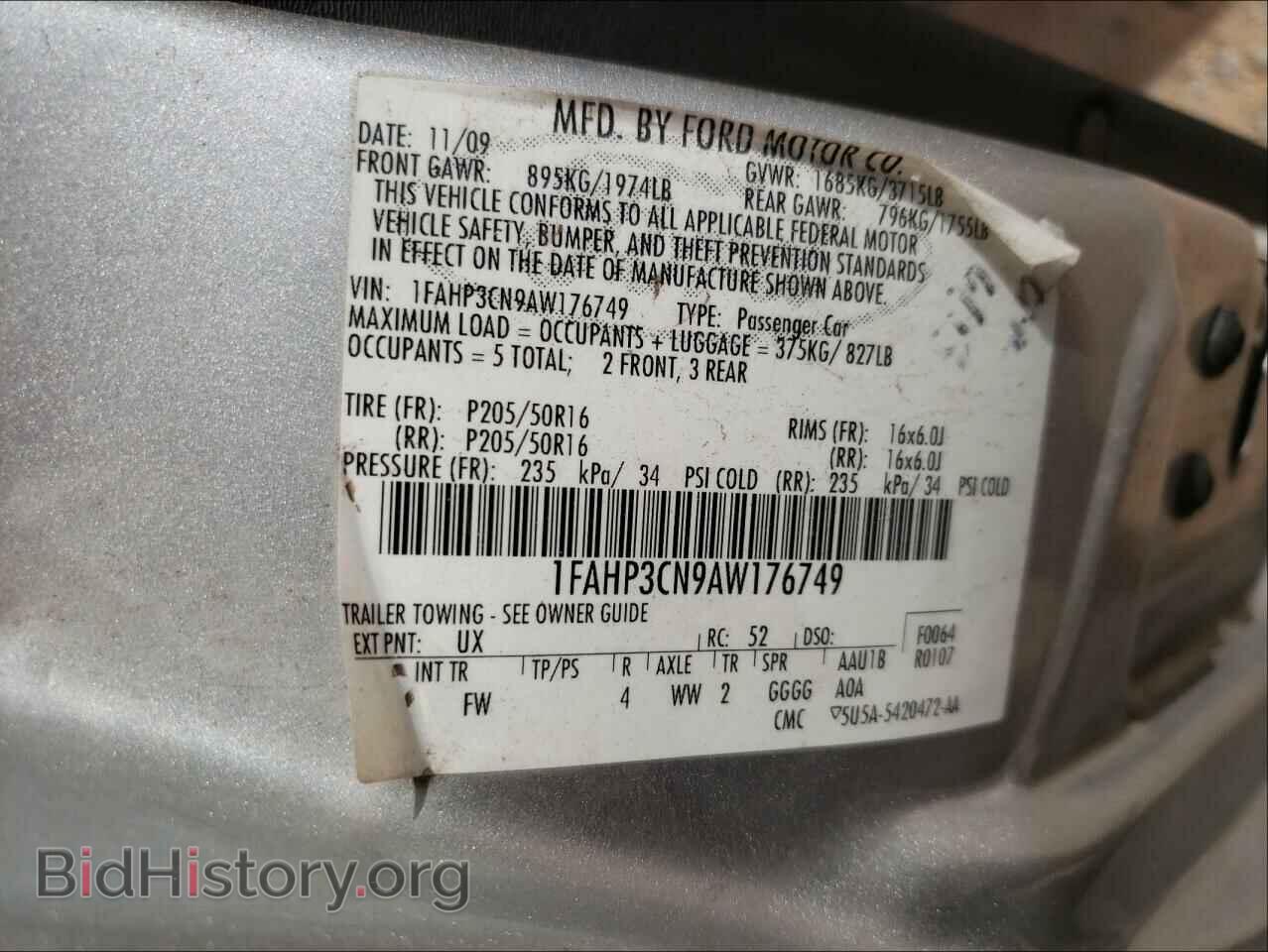 2010 FORD FOCUS - VIN: 1FAHP3CN9AW176749 - Фото 10