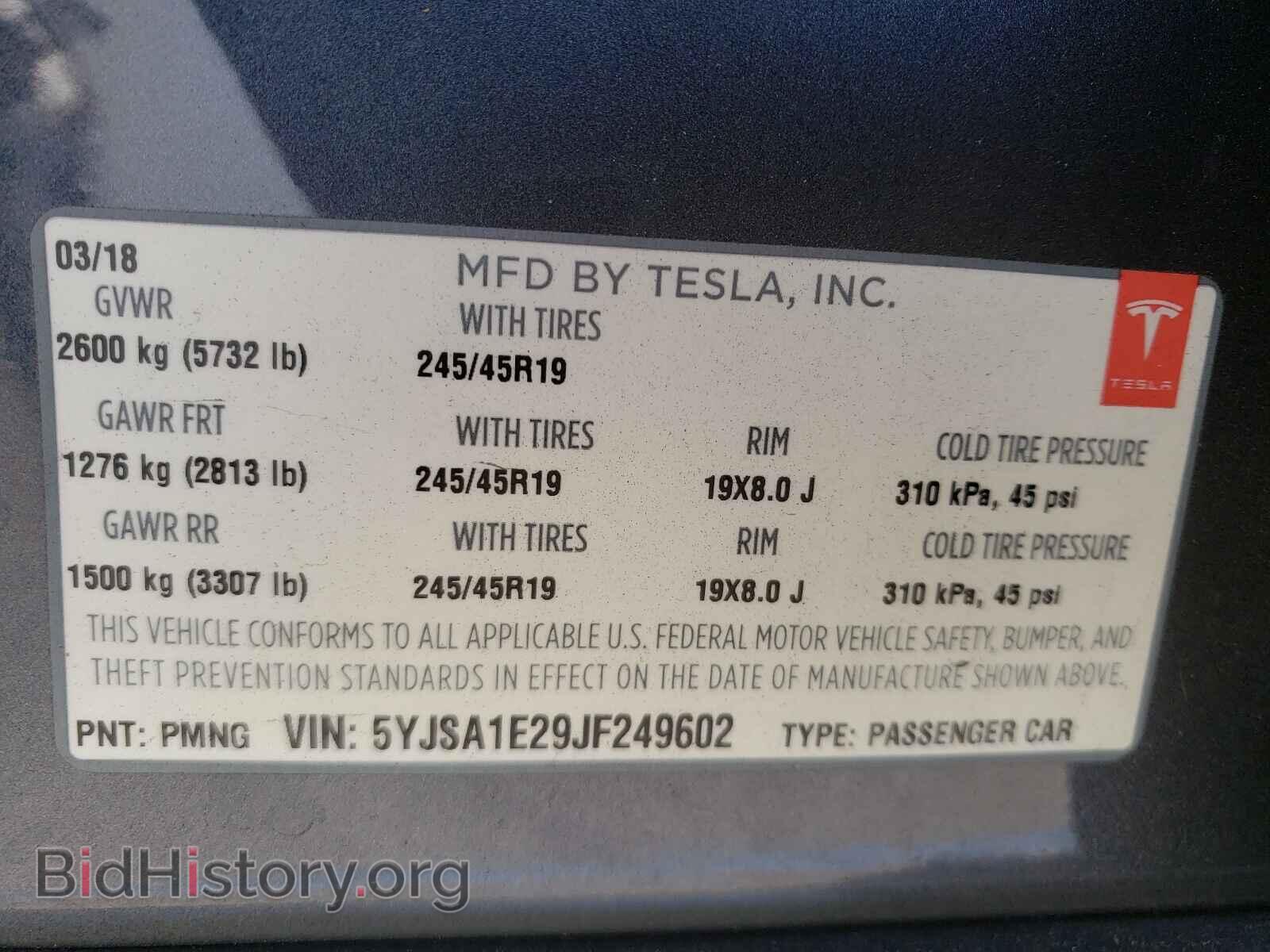 2018 TESLA MODEL S - VIN: 5YJSA1E29JF249602 - Photo 10