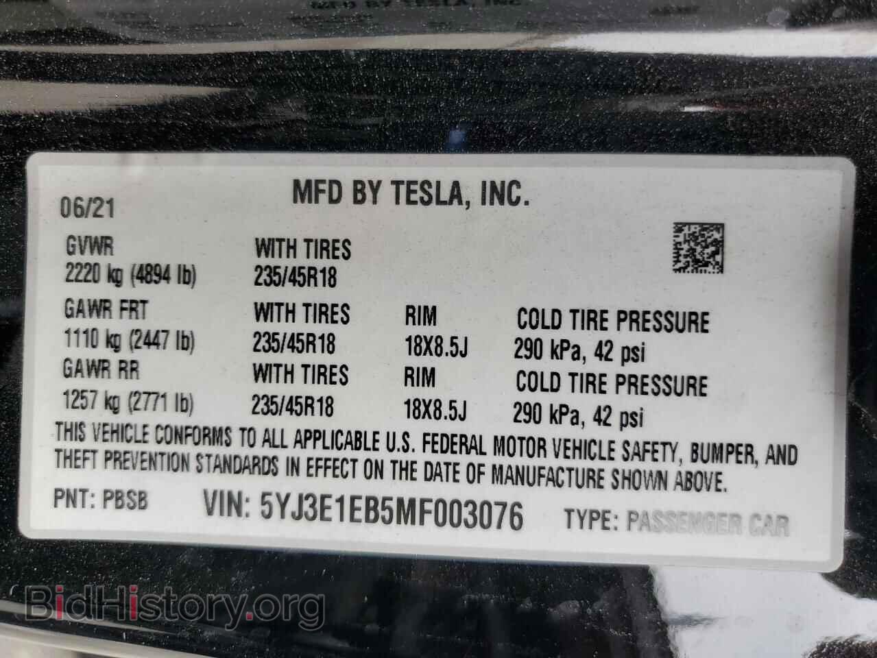 2021 TESLA MODEL 3 - VIN: 5YJ3E1EB5MF003076 - Фото 13