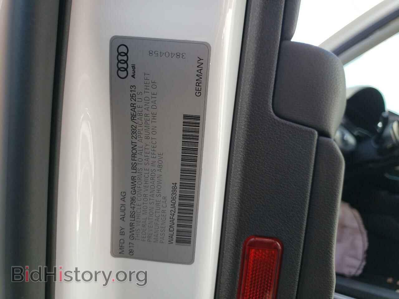 2018 AUDI A4 - VIN: WAUDNAF42JA063984 - Фото 10