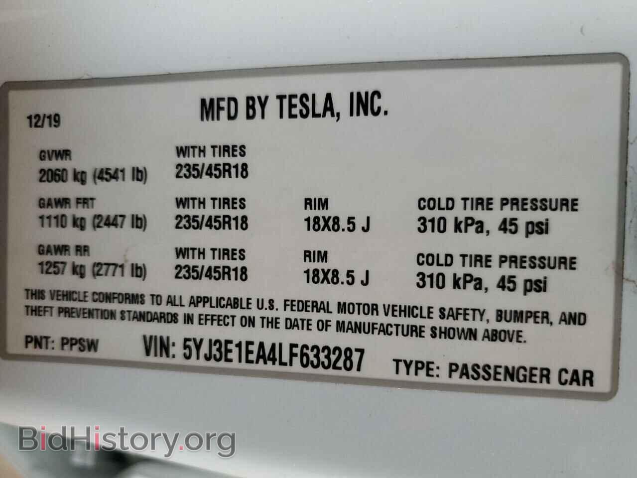 2020 TESLA MODEL 3 - VIN: 5YJ3E1EA4LF633287 - Фото 12