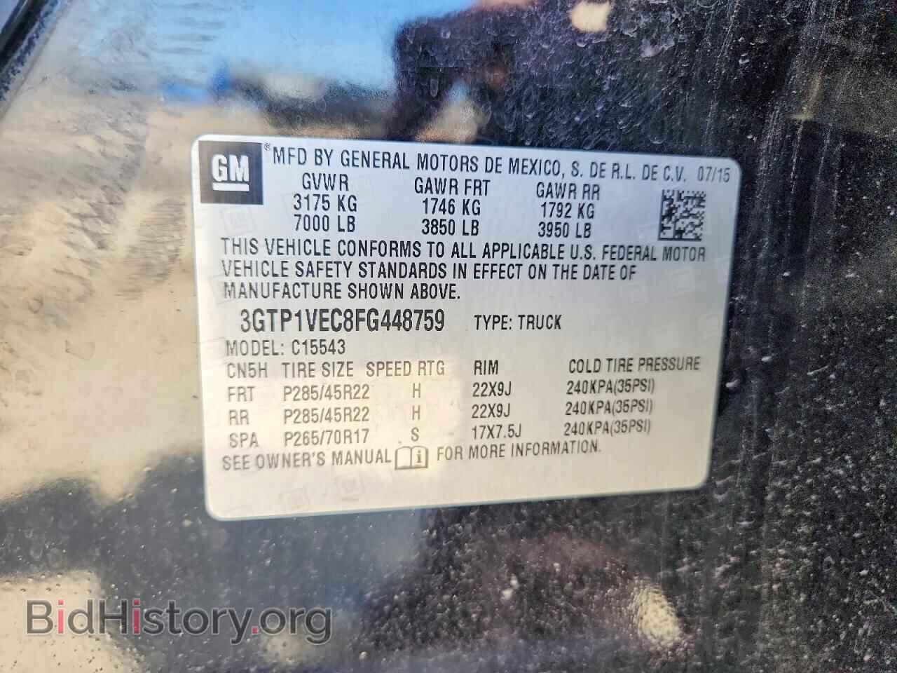 2015 GMC SIERRA - VIN: 3GTP1VEC8FG448759 - Photo 12