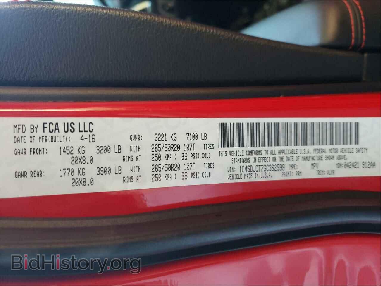 2016 DODGE DURANGO - VIN: 1C4SDJCT7GC362599 - Photo 10