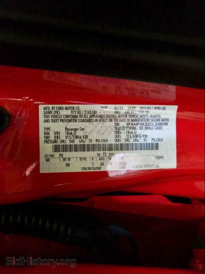 2012 FORD FOCUS - VIN: 1FAHP3K22CL338099 - Photo 10