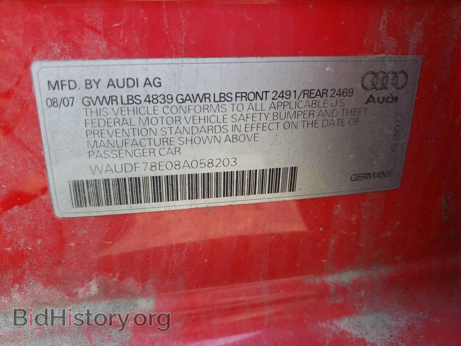 2008 AUDI A4 - VIN: WAUDF78E08A058203 - Фото 10