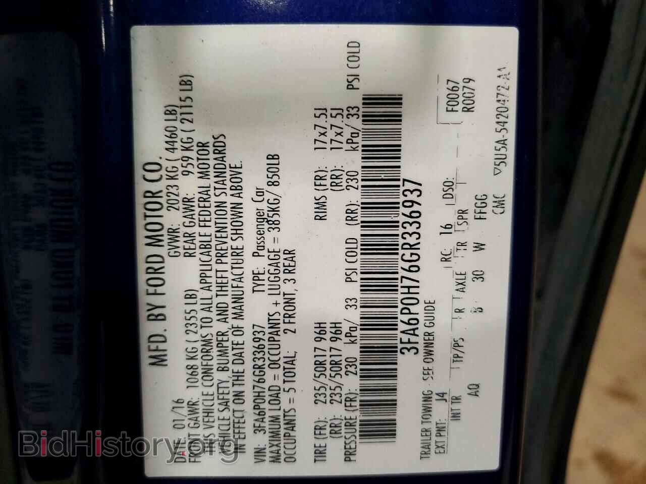 2016 FORD FUSION - VIN: 3FA6P0H76GR336937 - Фото 13
