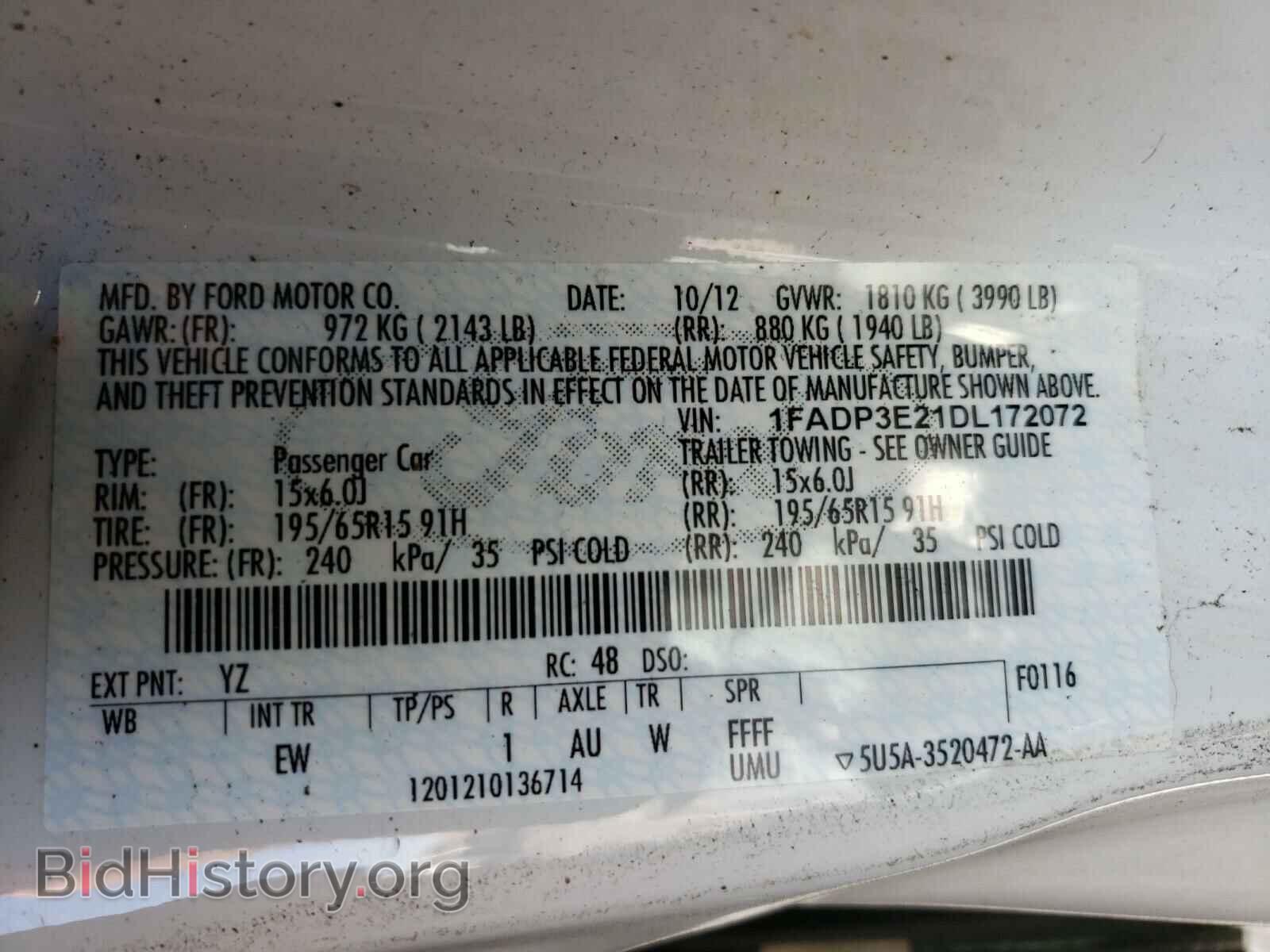 2013 FORD FOCUS - VIN: 1FADP3E21DL172072 - Фото 10