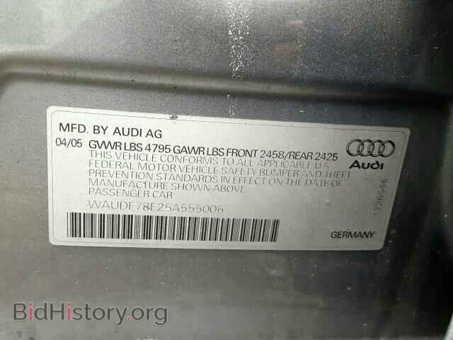2005 AUDI A4 - VIN: WAUDF78E25A555006 - Фото 10
