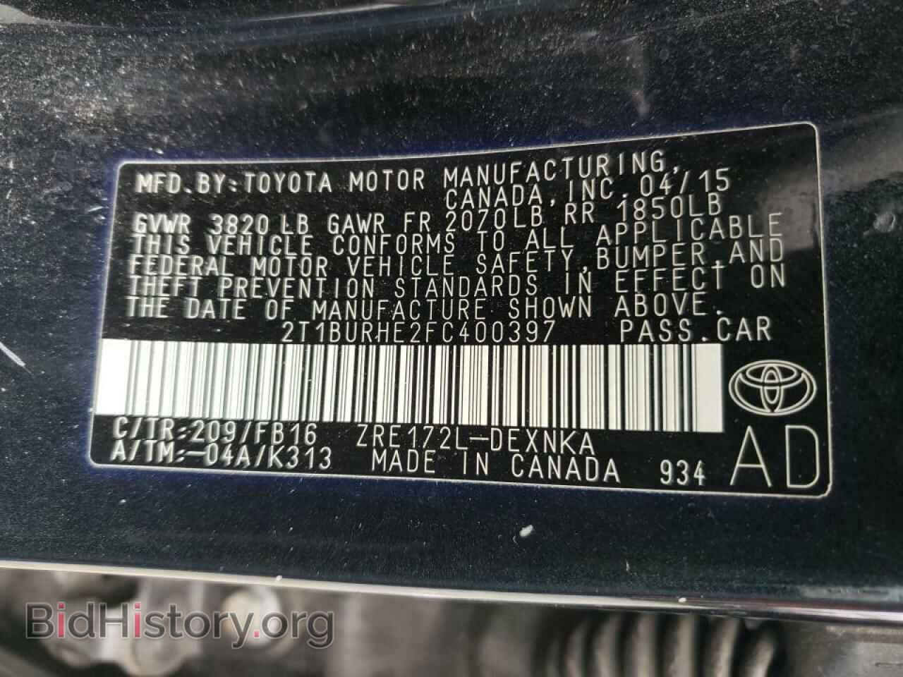 2015 TOYOTA COROLLA - VIN: 2T1BURHE2FC400397 - Фото 10