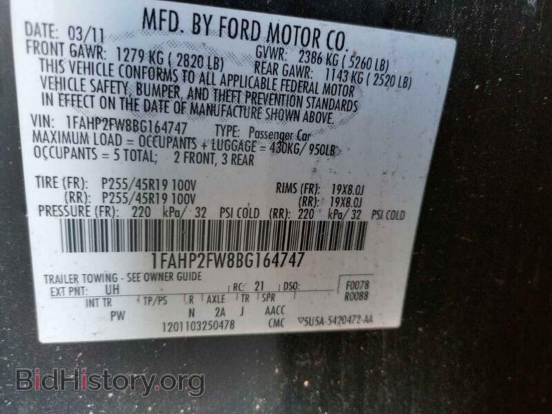 2011 Ford TAURUS (VIN 1FAHP2FW8BG164747) — photo 10 of 10