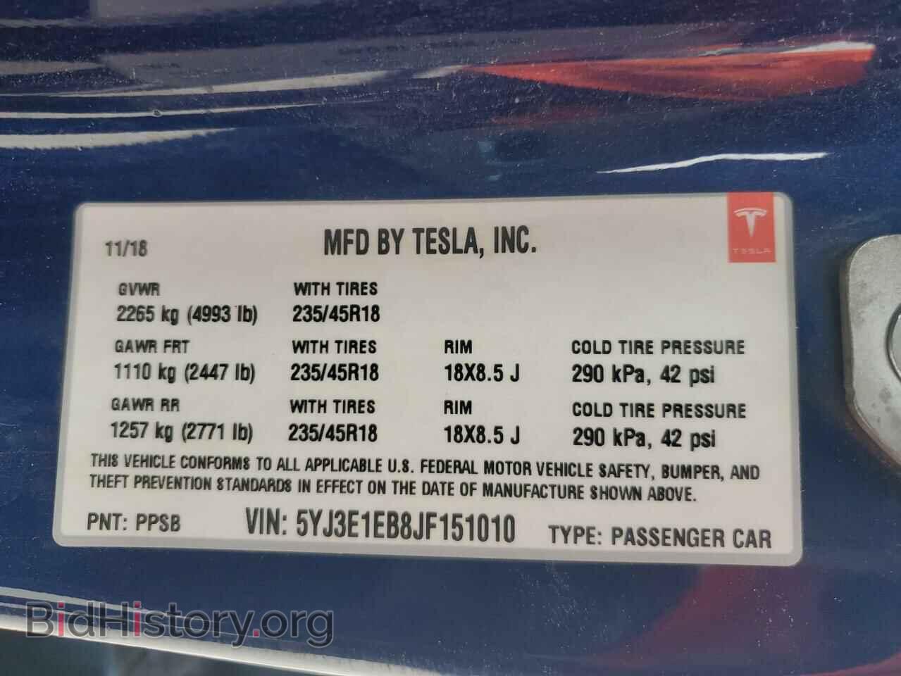 2018 TESLA MODEL 3 - VIN: 5YJ3E1EB8JF151010 - Photo 13