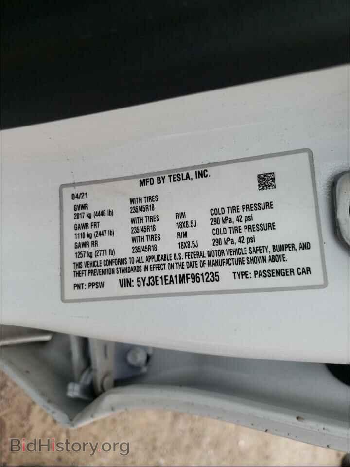 2021 TESLA MODEL 3 - VIN: 5YJ3E1EA1MF961235 - Photo 10