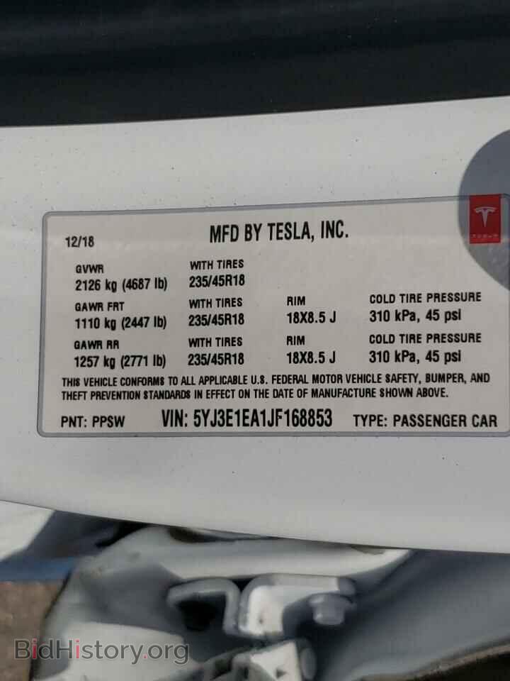 2018 TESLA MODEL 3 - VIN: 5YJ3E1EA1JF168853 - Фото 10