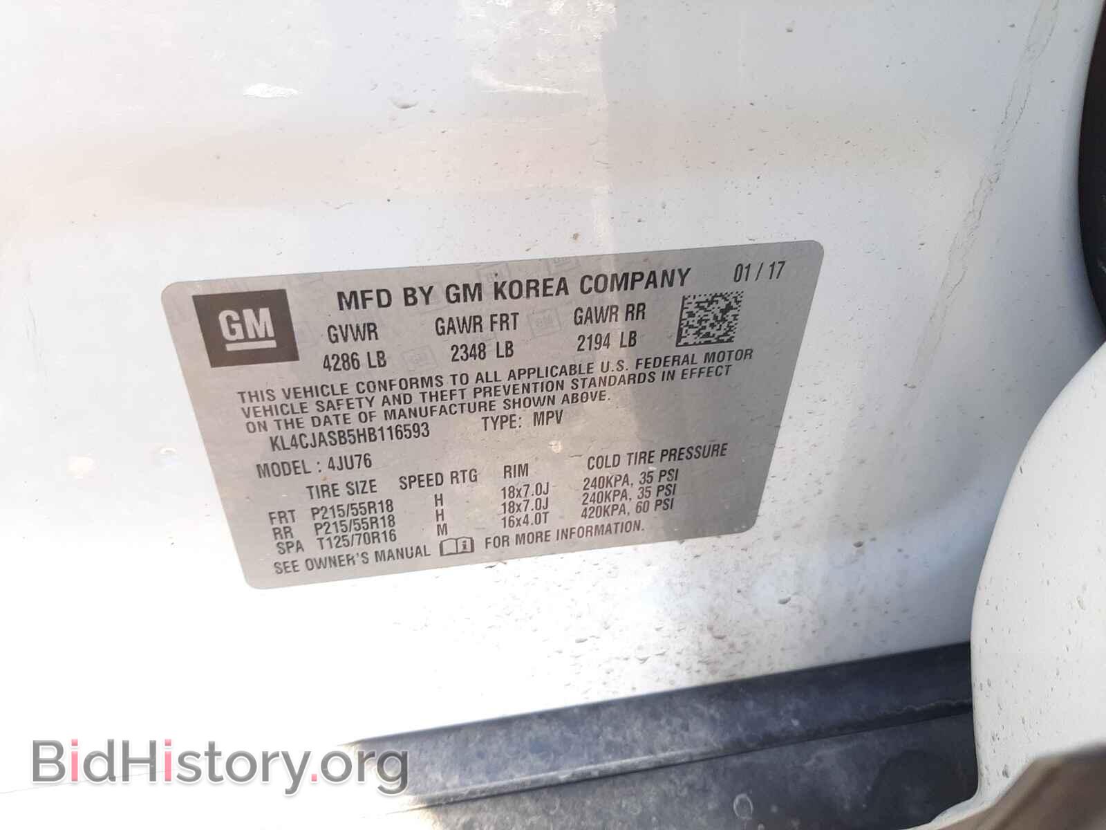 2017 BUICK ENCORE - VIN: KL4CJASB5HB116593 - Фото 10