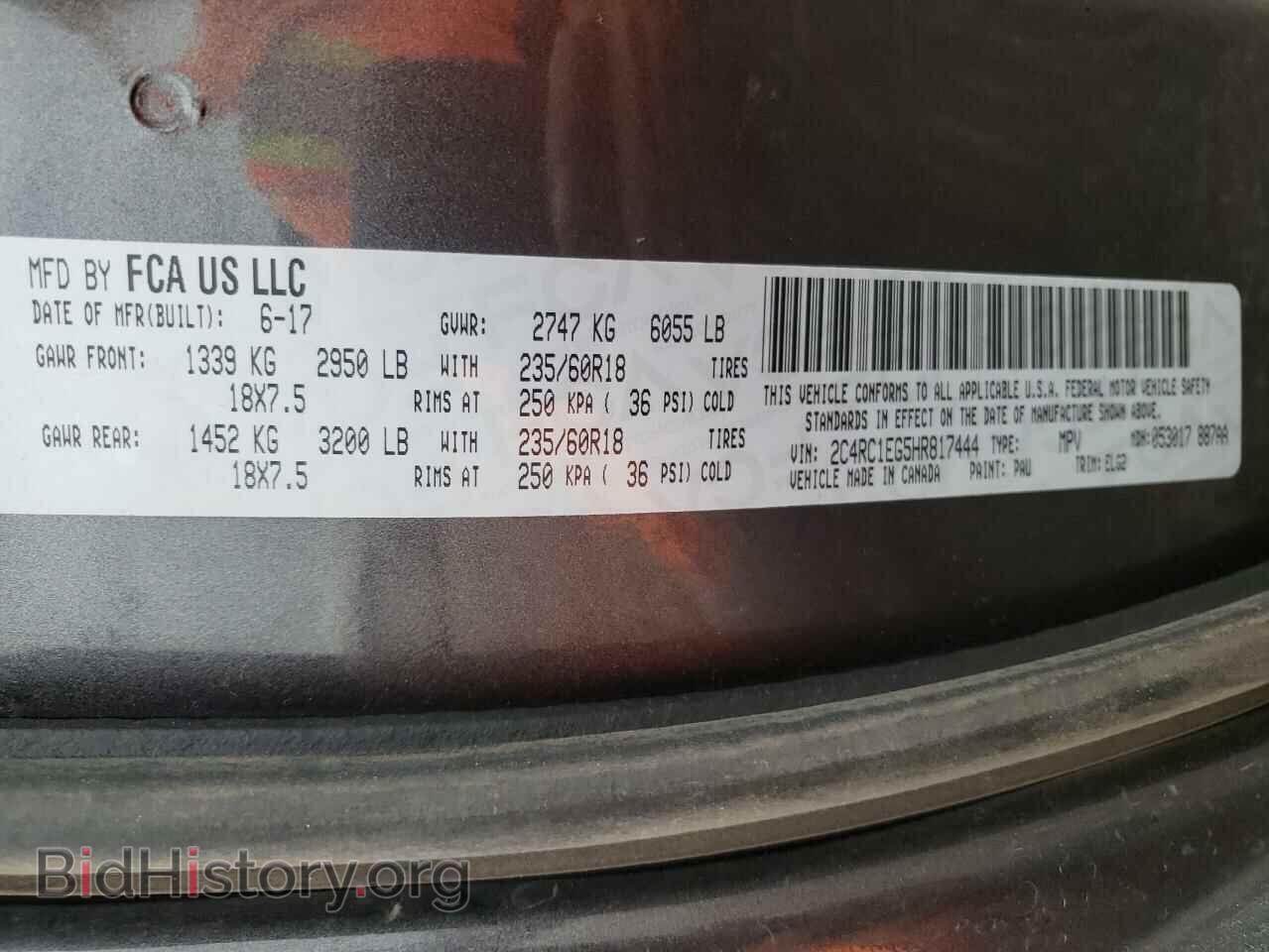 2017 CHRYSLER PACIFICA - VIN: 2C4RC1EG5HR817444 - Photo 10
