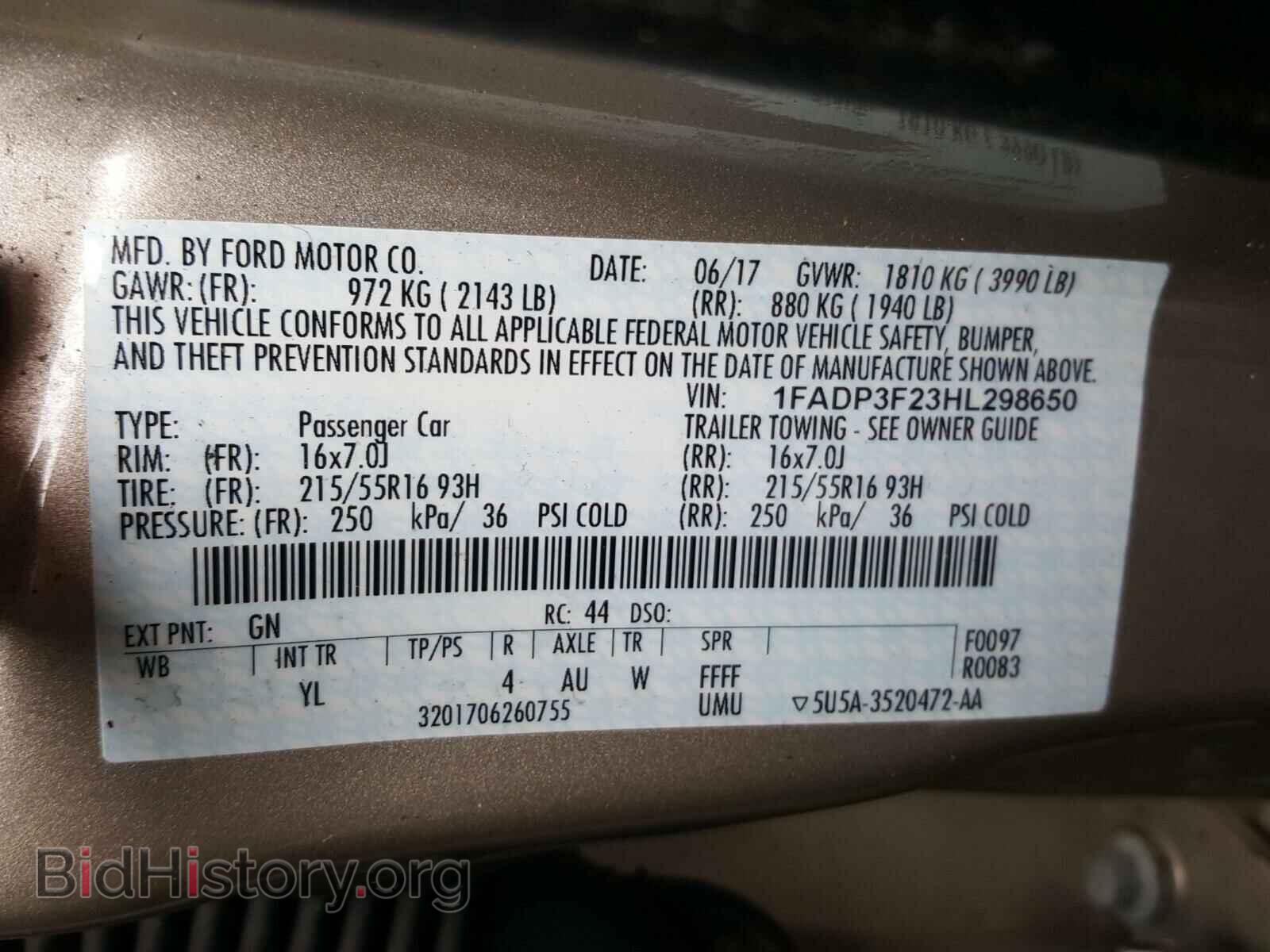 2017 FORD FOCUS - VIN: 1FADP3F23HL298650 - Фото 10