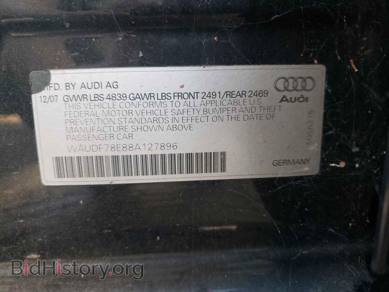 2008 AUDI A4 - VIN: WAUDF78E88A127896 - Фото 10
