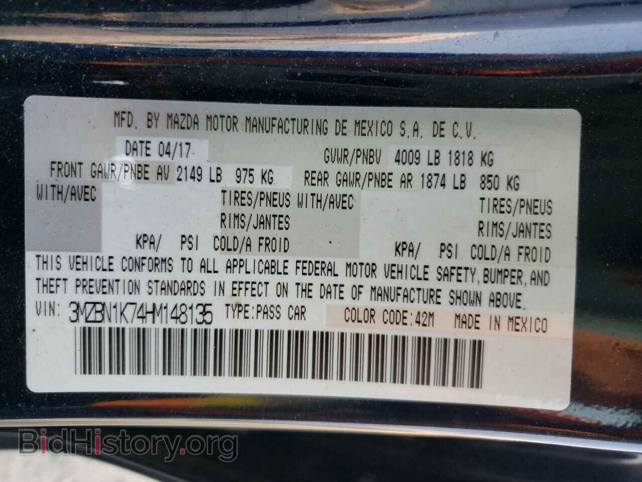 2017 MAZDA 3 - VIN: 3MZBN1K74HM148135 - Фото 10