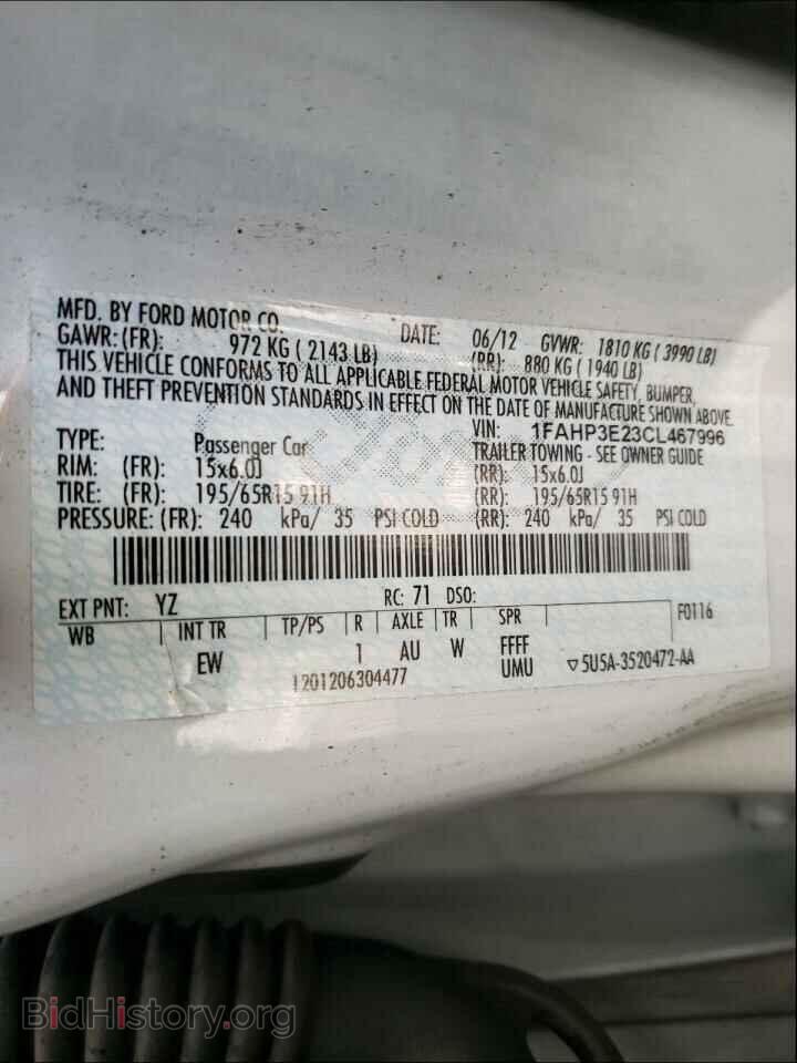 2012 FORD FOCUS - VIN: 1FAHP3E23CL467996 - Photo 10