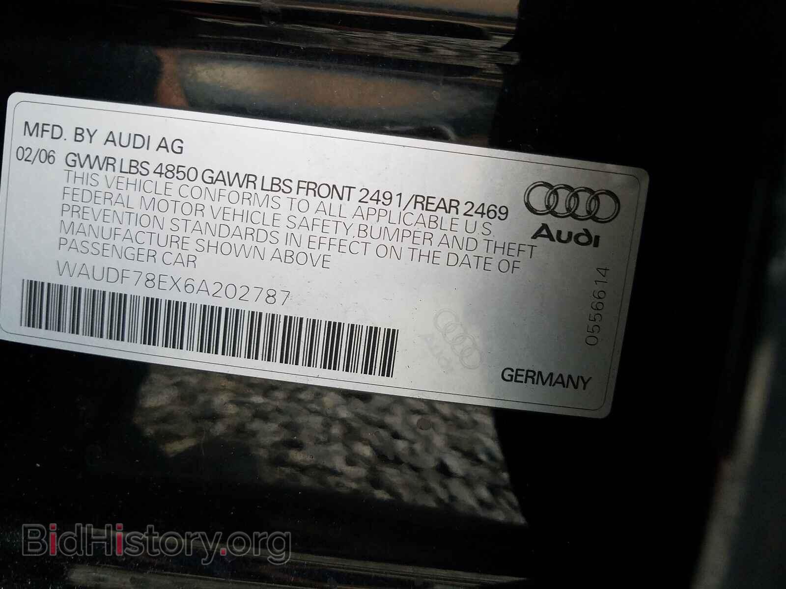 2006 AUDI A4 - VIN: WAUDF78EX6A202787 - Фото 10
