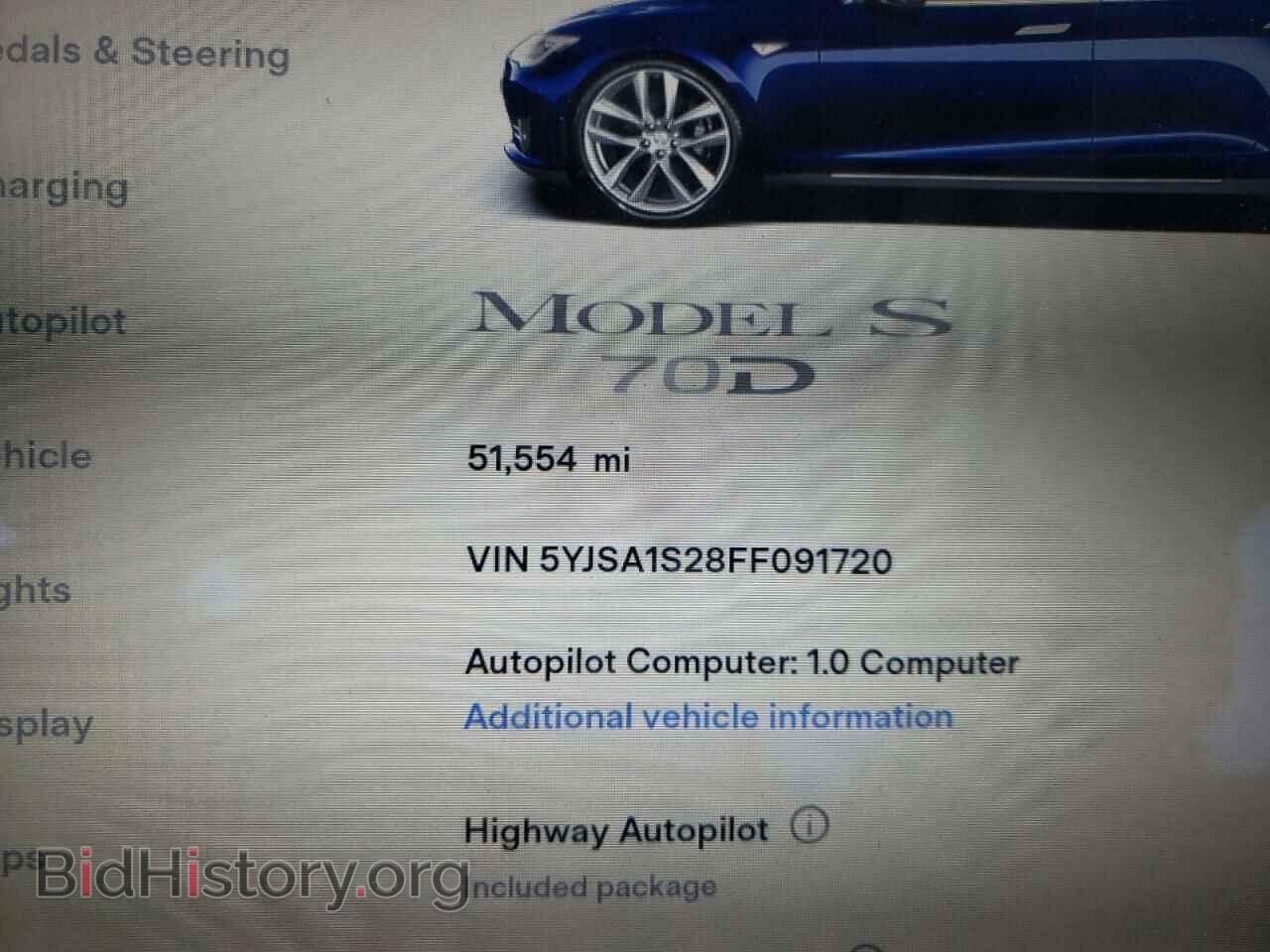 2015 TESLA MODEL S - VIN: 5YJSA1S28FF091720 - Фото 8