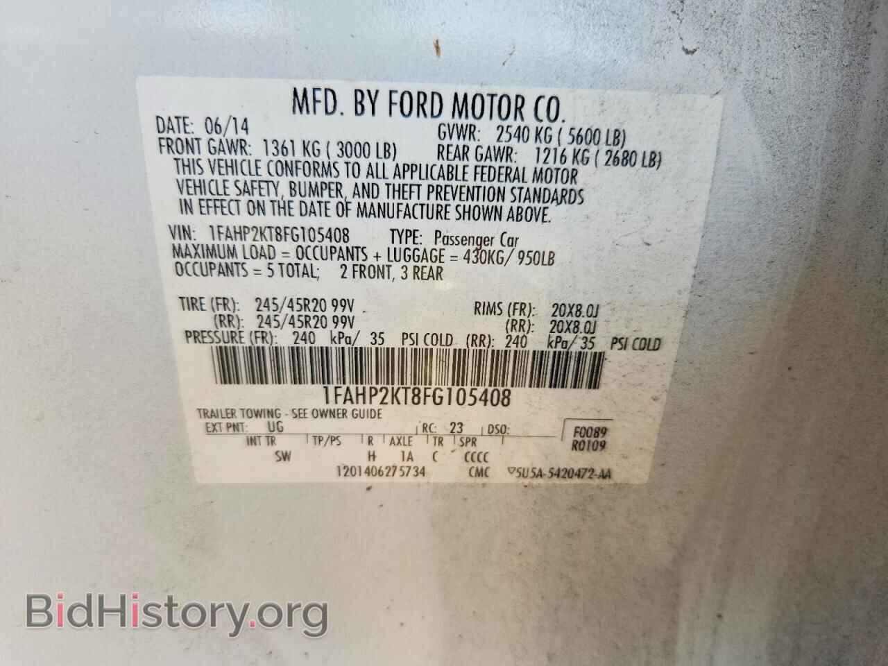 2015 FORD TAURUS - VIN: 1FAHP2KT8FG105408 - Photo 13