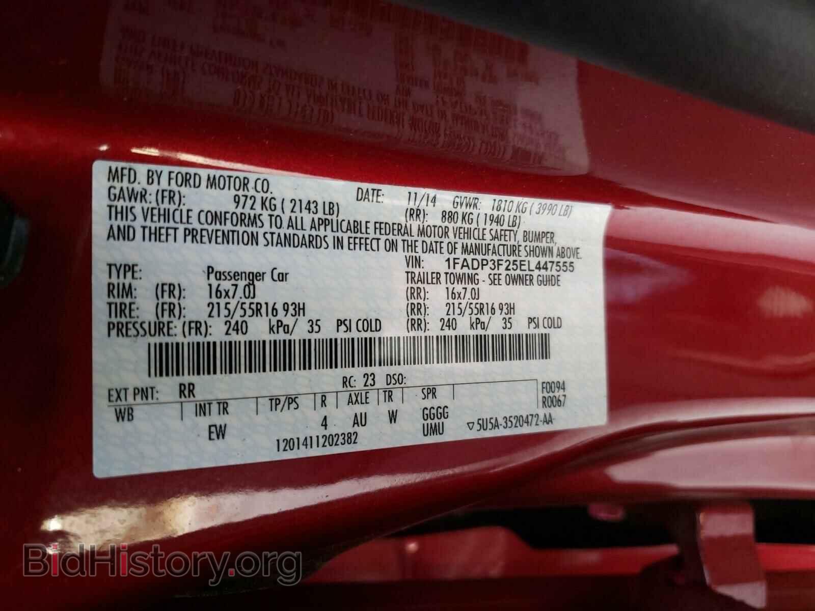 2014 FORD FOCUS - VIN: 1FADP3F25EL447555 - Фото 10