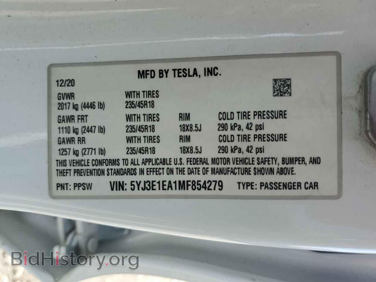 2021 TESLA MODEL 3 - VIN: 5YJ3E1EA1MF854279 - Photo 12