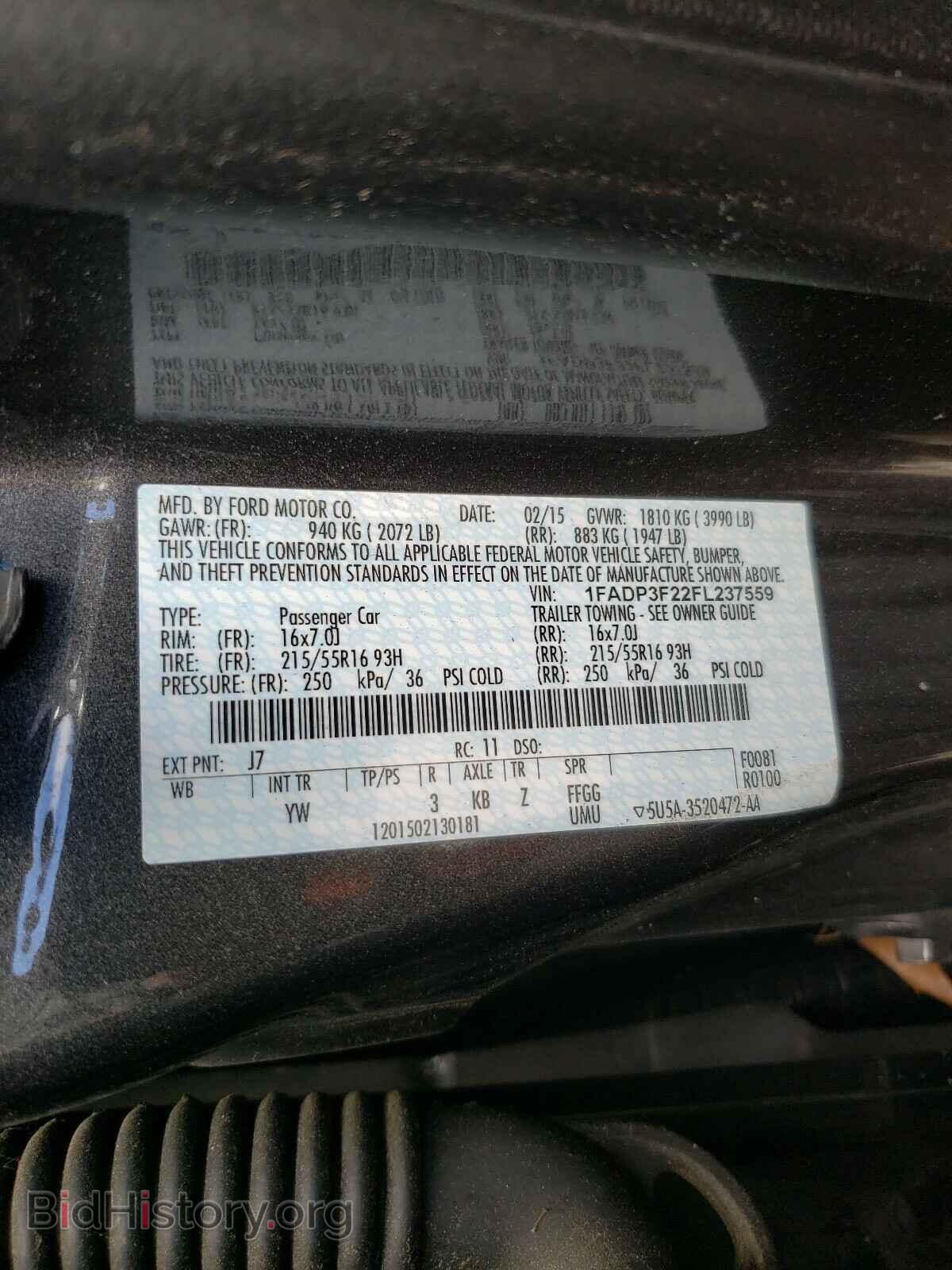 2015 FORD FOCUS - VIN: 1FADP3F22FL237559 - Фото 10
