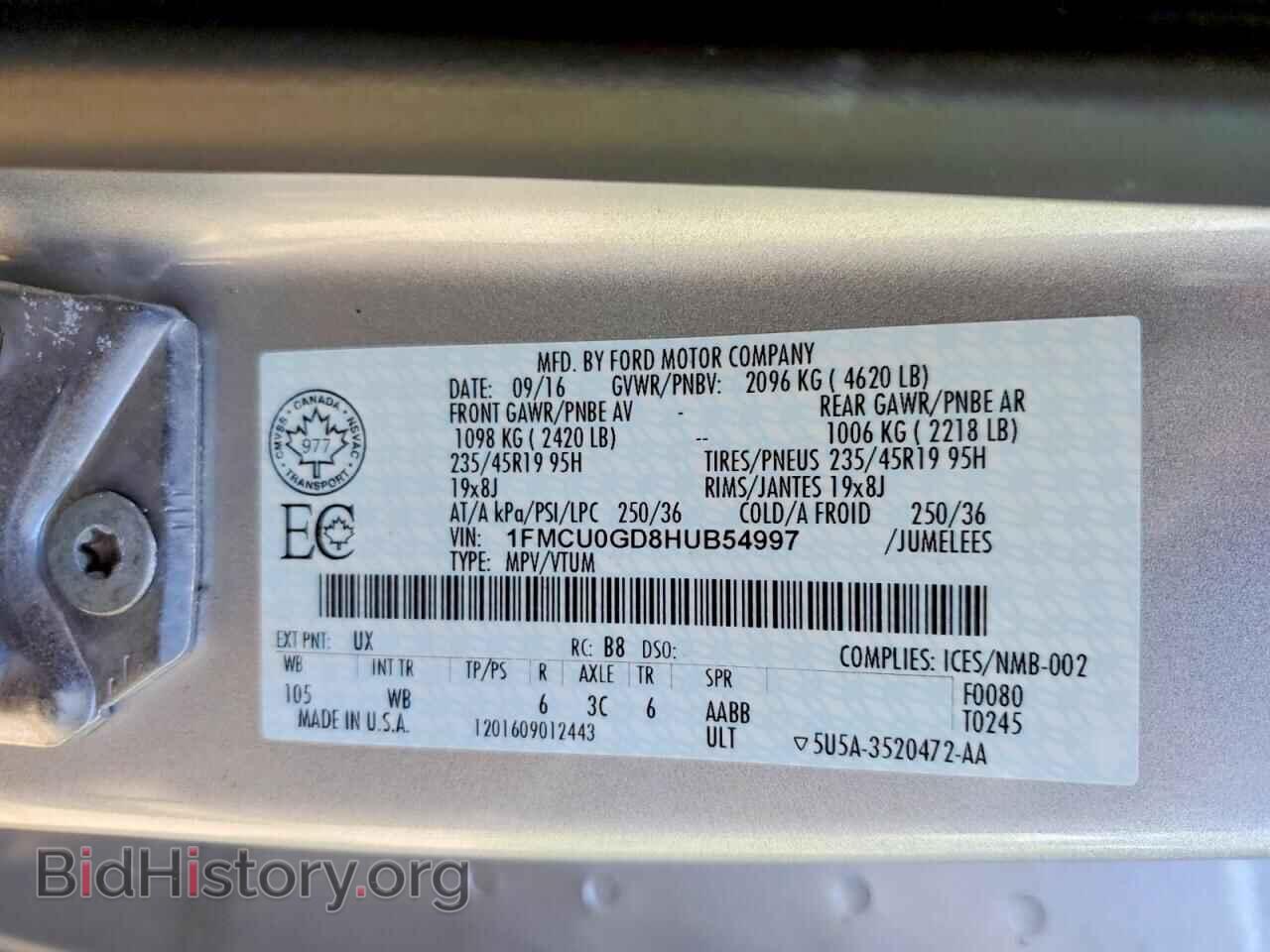 2017 FORD ESCAPE - VIN: 1FMCU0GD8HUB54997 - Фото 13