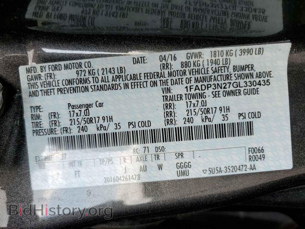 2016 FORD FOCUS - VIN: 1FADP3N27GL330435 - Фото 10