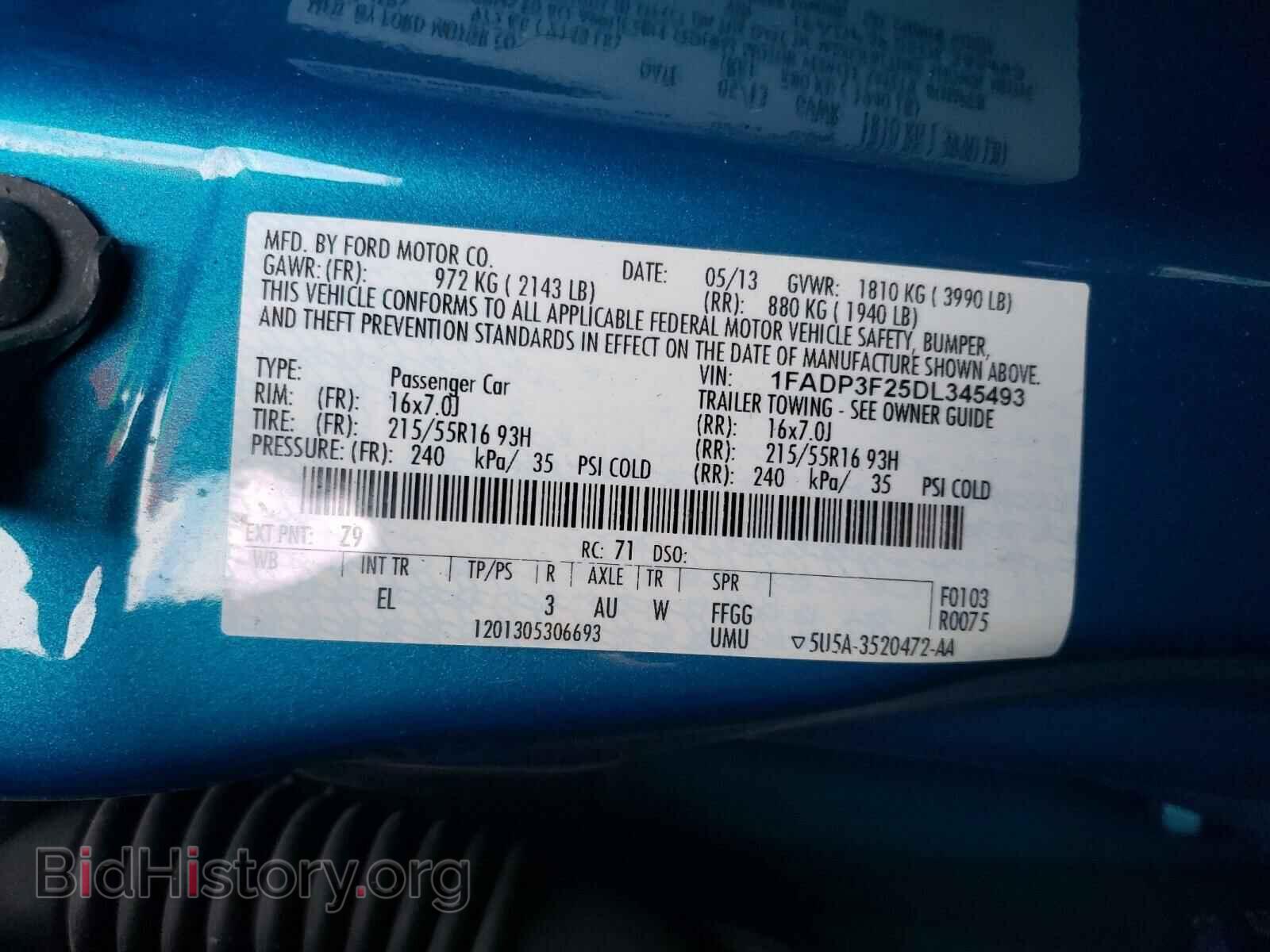 2013 FORD FOCUS - VIN: 1FADP3F25DL345493 - Фото 10