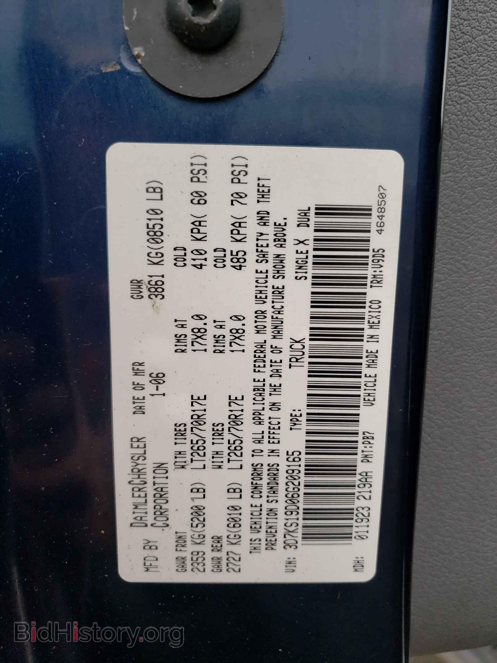 2006 DODGE RAM 1500 - VIN: 3D7KS19D06G209165 - Фото 10