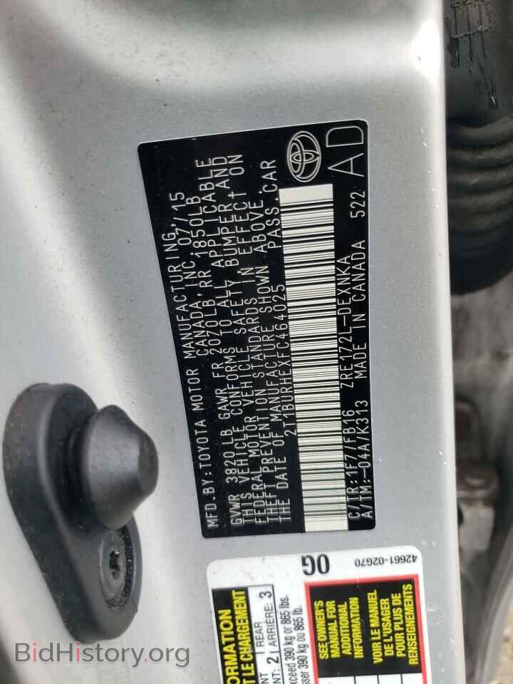 2015 TOYOTA COROLLA - VIN: 2T1BURHEXFC464025 - Photo 10