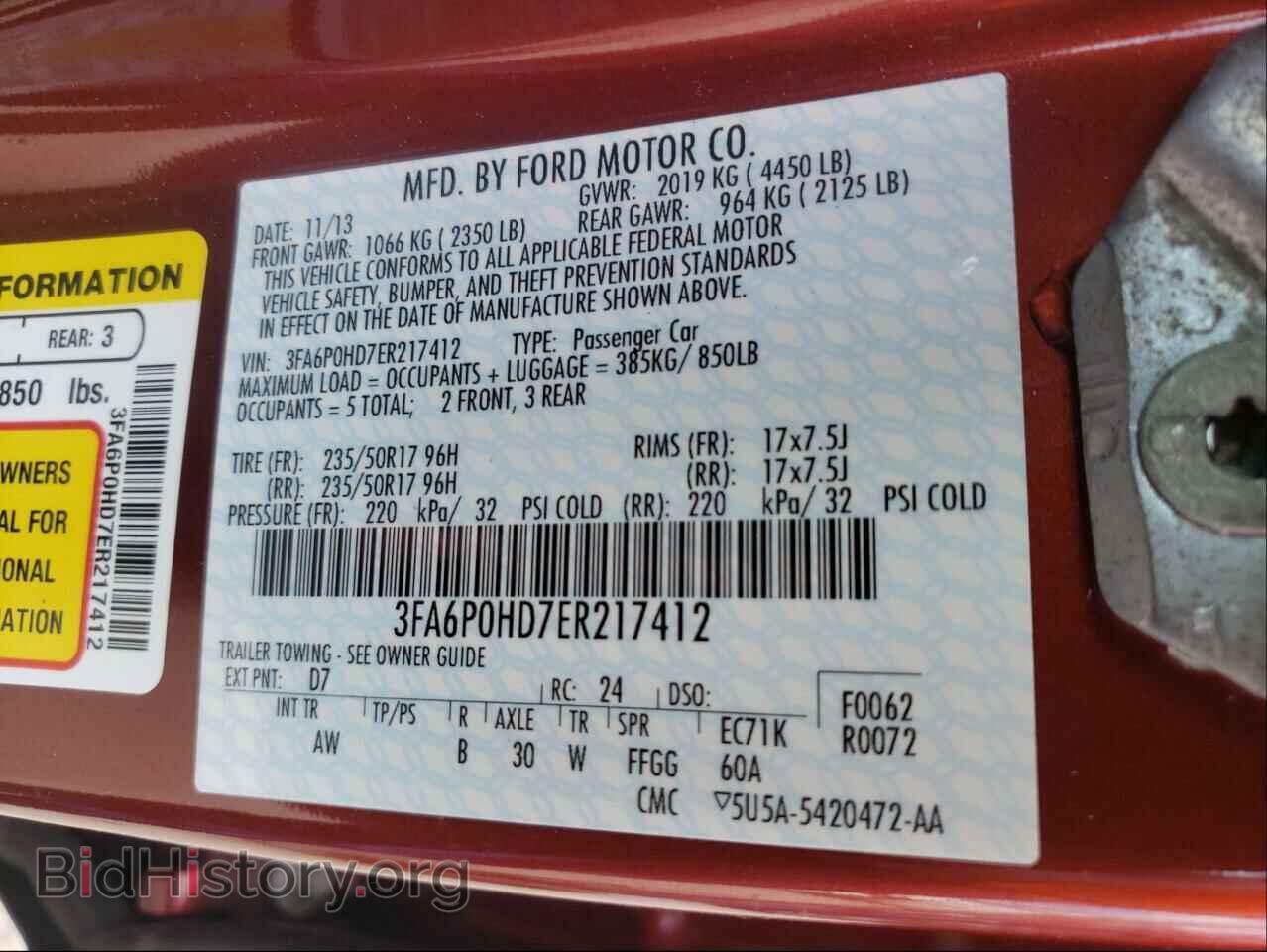 2014 FORD FUSION - VIN: 3FA6P0HD7ER217412 - Фото 10