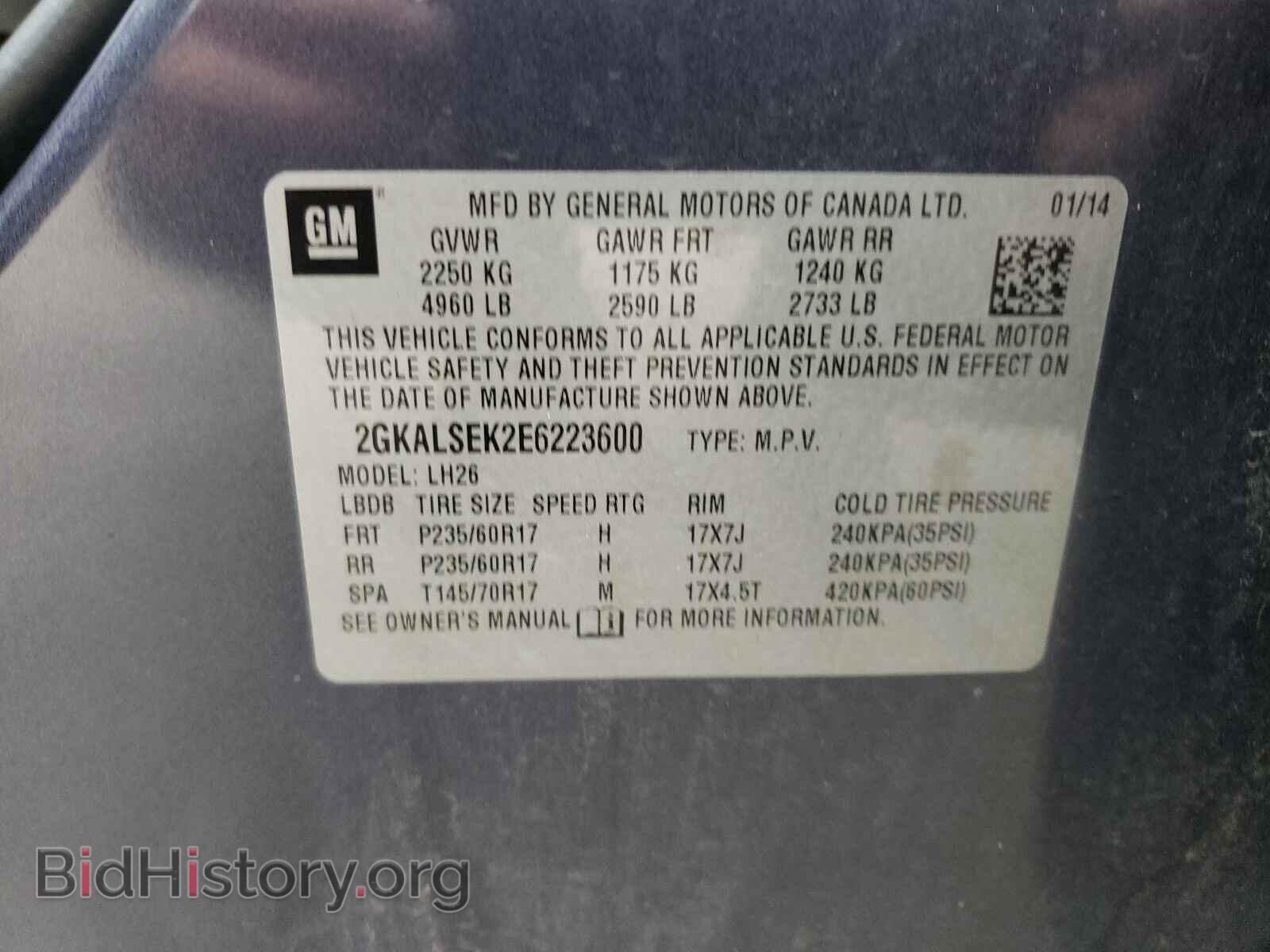 2014 GMC TERRAIN - VIN: 2GKALSEK2E6223600 - Photo 10
