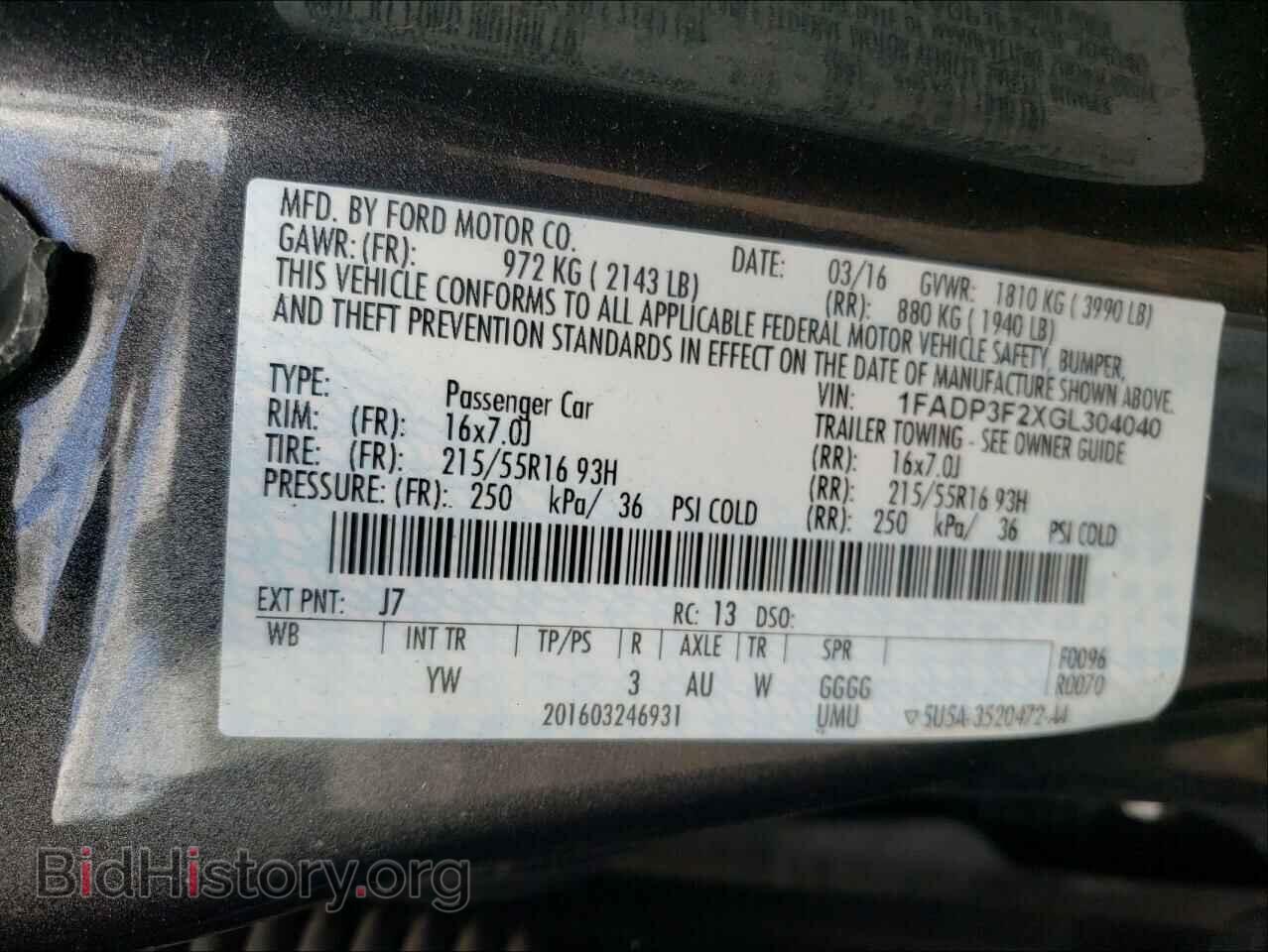 2016 FORD FOCUS - VIN: 1FADP3F2XGL304040 - Фото 10
