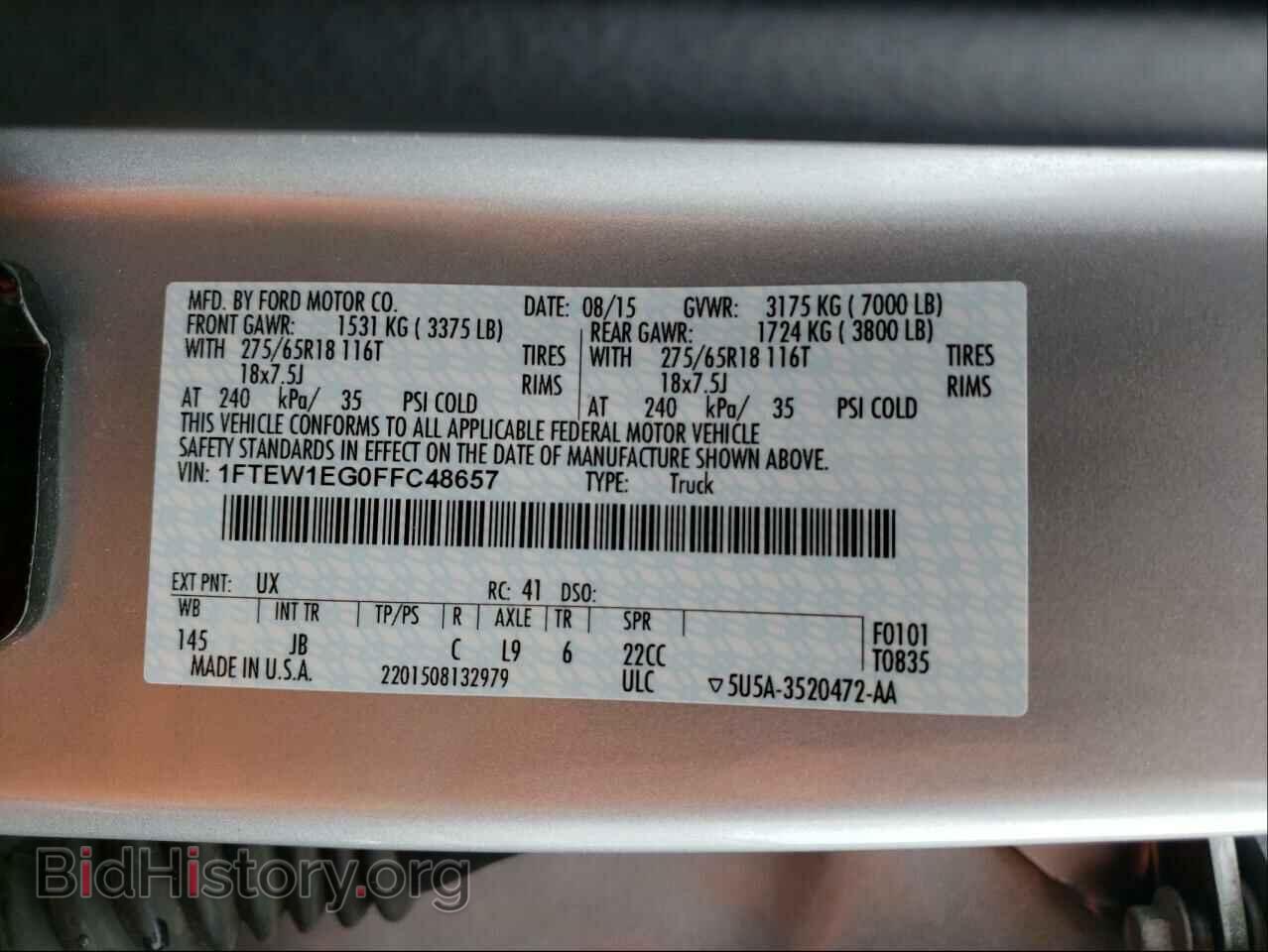 2015 FORD F-150 - VIN: 1FTEW1EG0FFC48657 - Фото 10