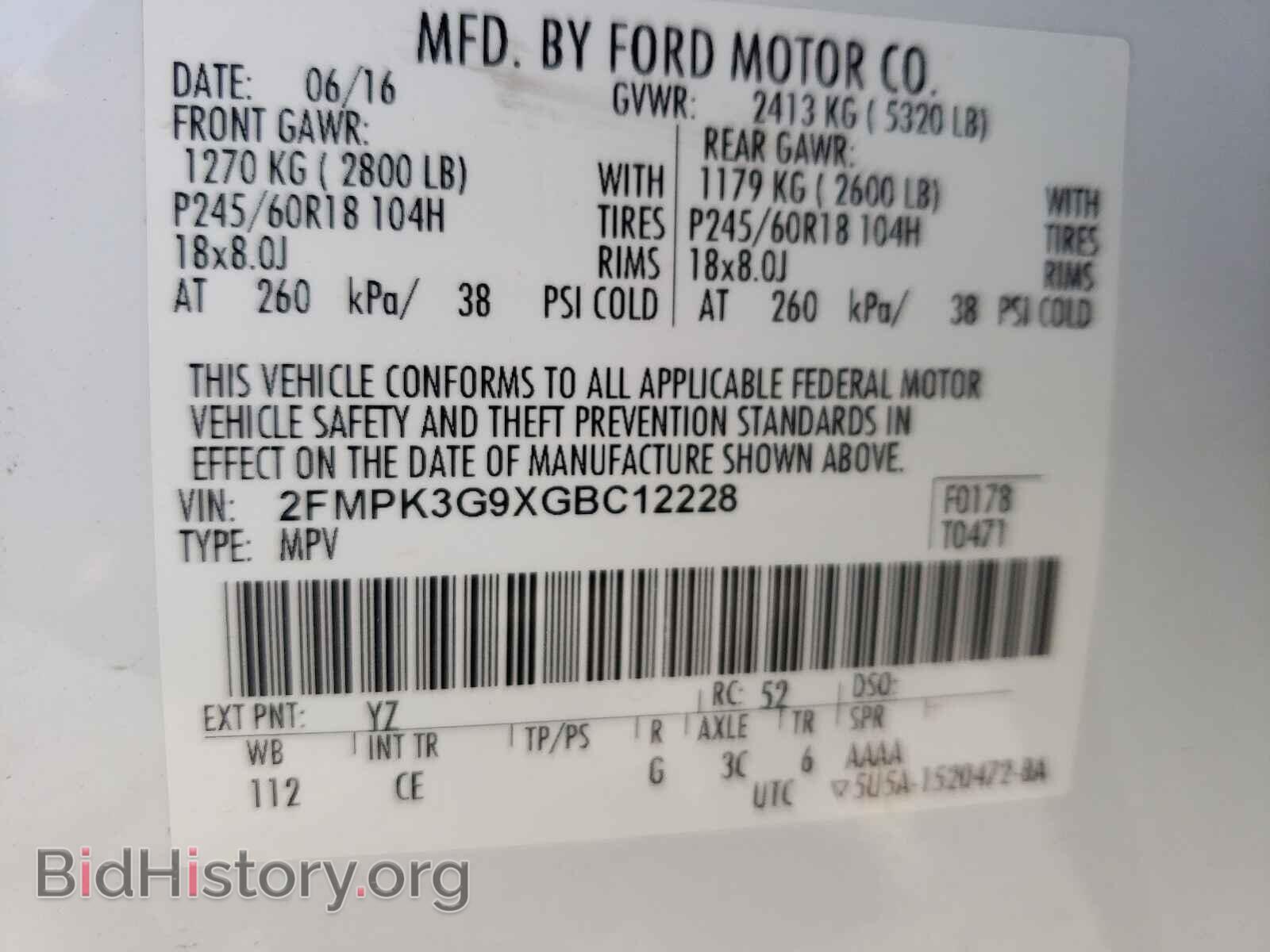 2016 FORD EDGE - VIN: 2FMPK3G9XGBC12228 - Фото 10