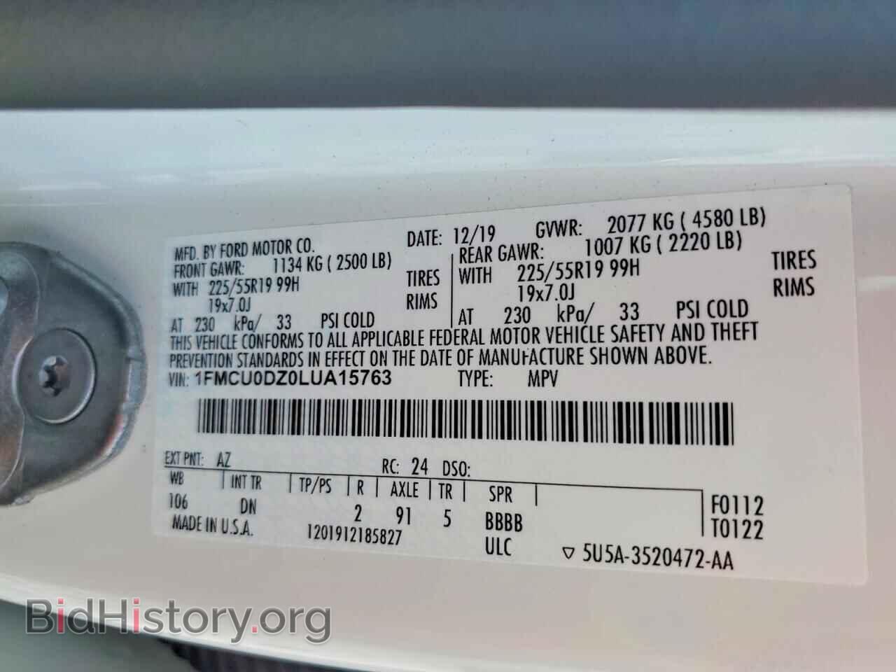 2020 FORD ESCAPE - VIN: 1FMCU0DZ0LUA15763 - Photo 13