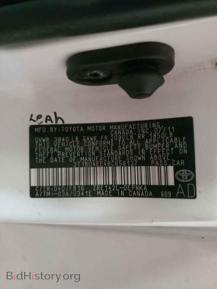 2011 TOYOTA COROLLA - VIN: 2T1BU4EE4BC656137 - Фото 10