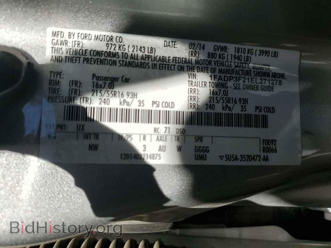 2014 FORD FOCUS - VIN: 1FADP3F21EL271278 - Фото 12