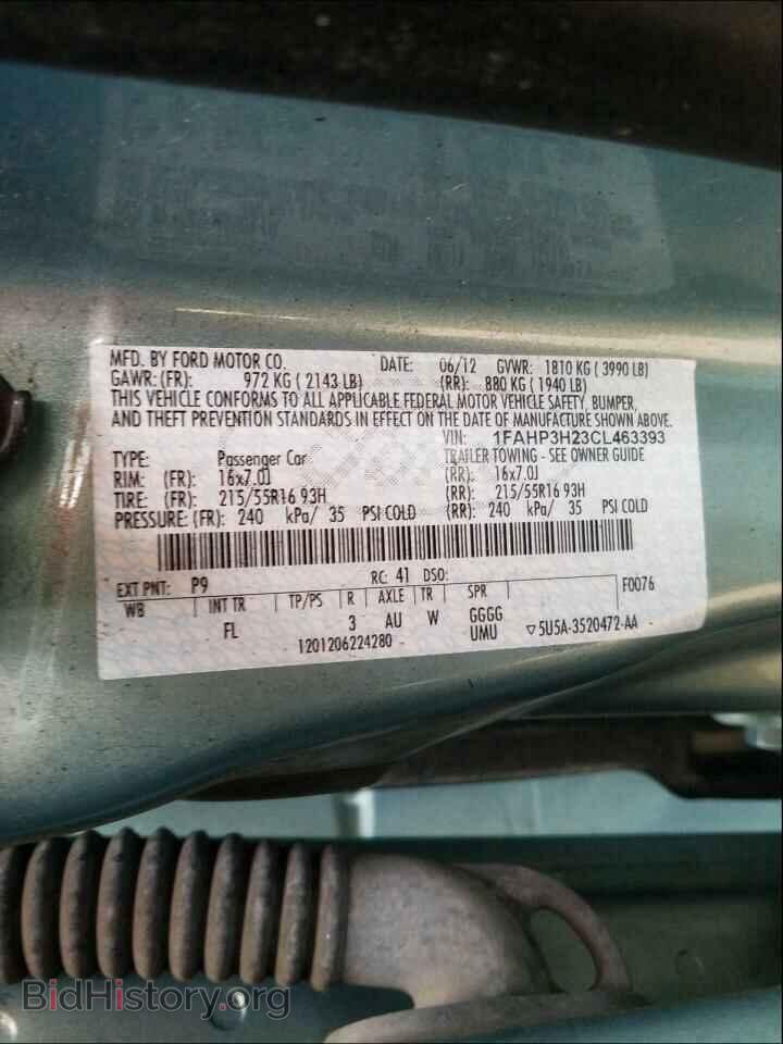 2012 FORD FOCUS - VIN: 1FAHP3H23CL463393 - Фото 10