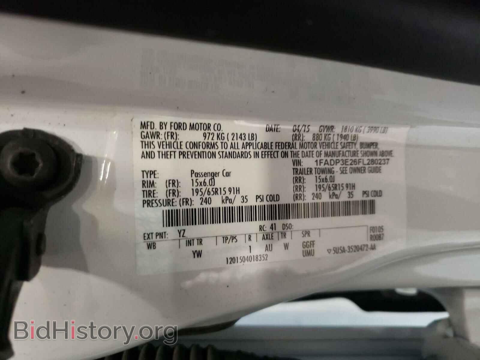 2015 FORD FOCUS - VIN: 1FADP3E26FL280237 - Фото 10