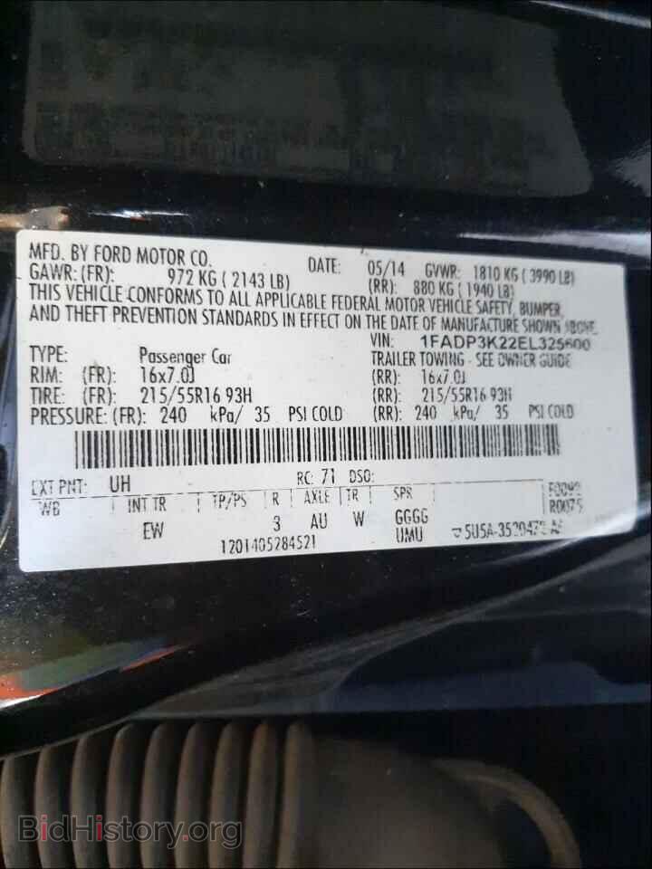 2014 FORD FOCUS - VIN: 1FADP3K22EL325600 - Фото 10