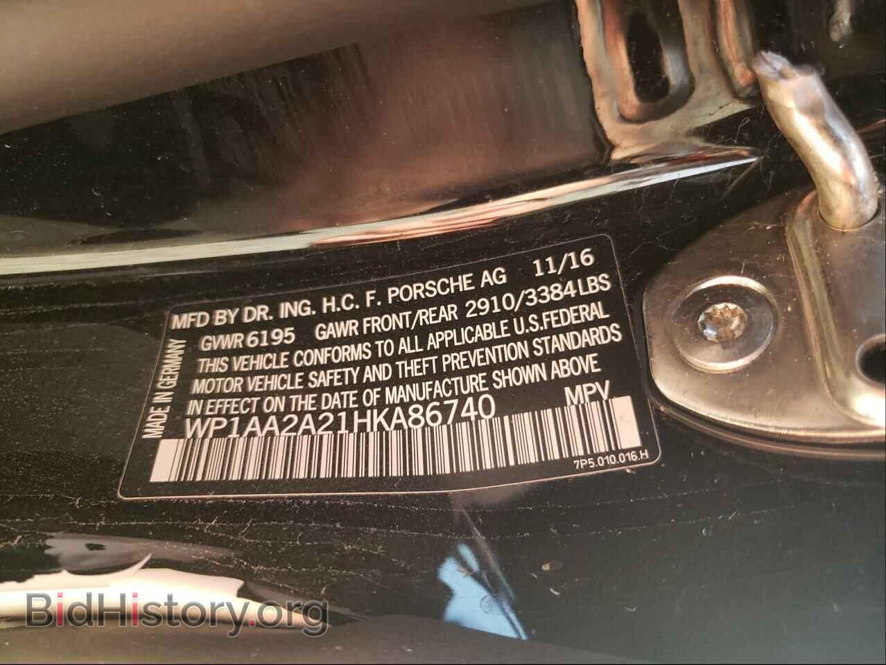 2017 PORSCHE CAYENNE - VIN: WP1AA2A21HKA86740 - Фото 10