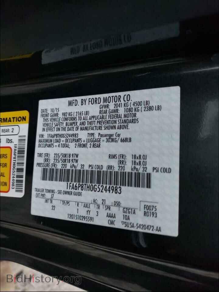 2016 FORD MUSTANG - VIN: 1FA6P8TH0G5244983 - Фото 10